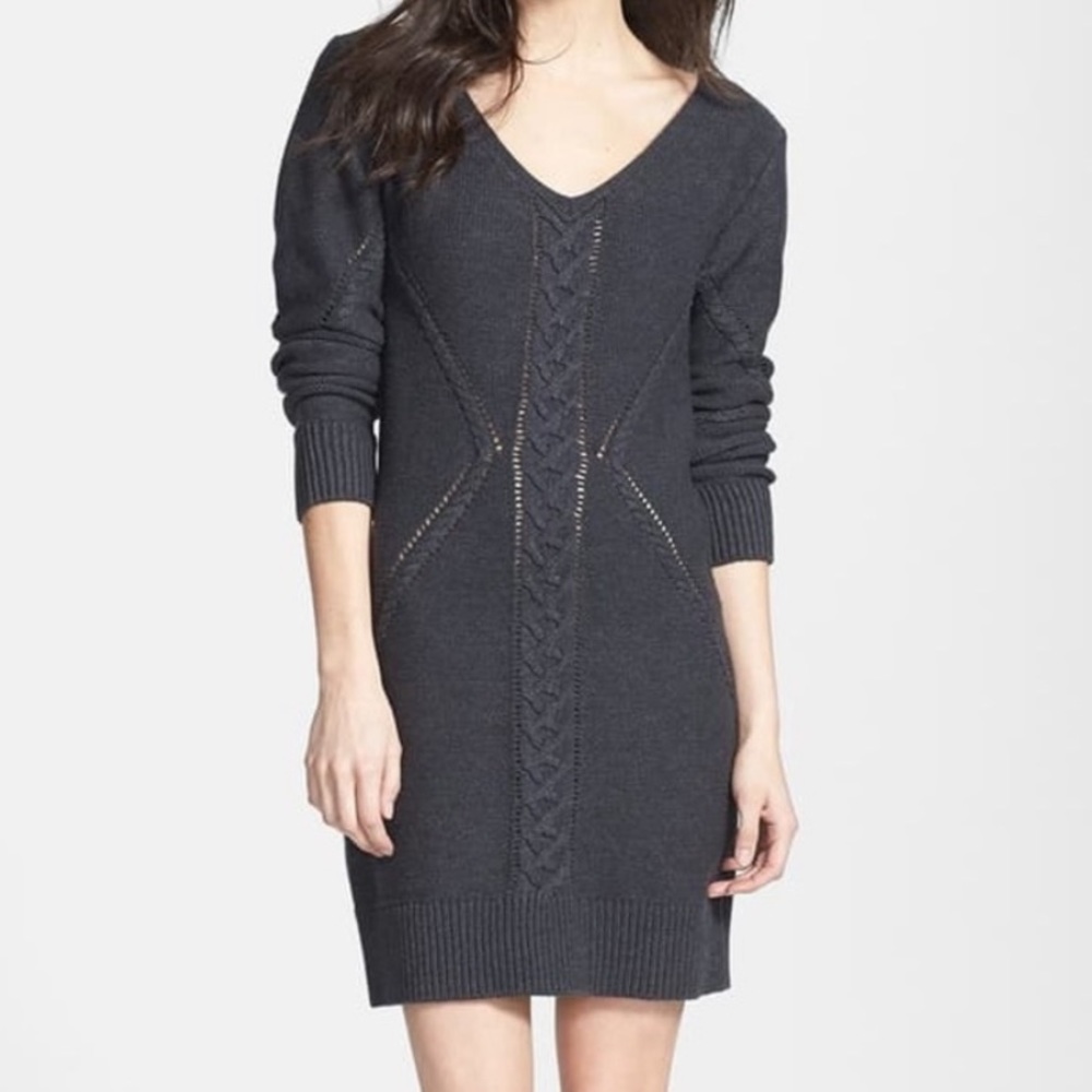Open Back Cable Knit Sweater Dress